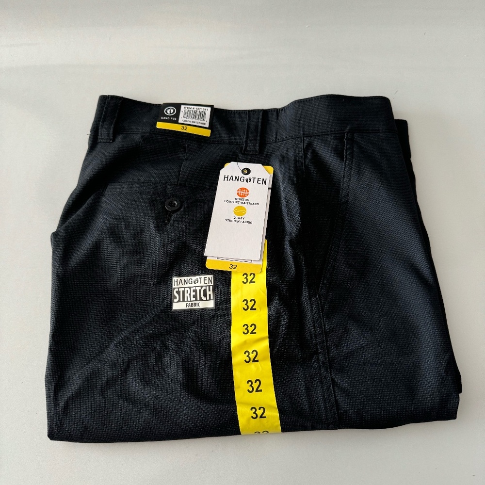 NWT HANG TEN MEN'S Stretch Fabric Stripe Walkshort Color Meteorite Sz 32